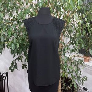 J. Crew Black Lace Trimmed Tank Top Size 2